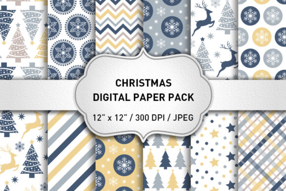 Blue Christmas Digital Papers