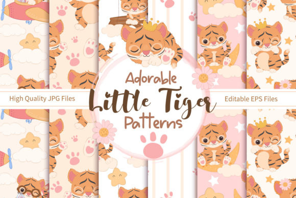 Cute Little Tiger Patterns Set