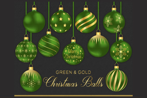 Green Gold Christmas Balls Clipart: A Versatile Asset for Creative Projects