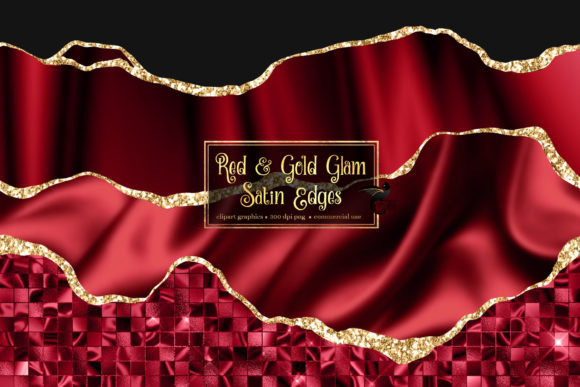 Red and Gold Glam Satin Edges Clipart: A Versatile Design Asset