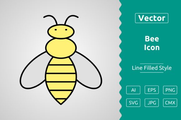 Vector Bee Filled Outline Icon