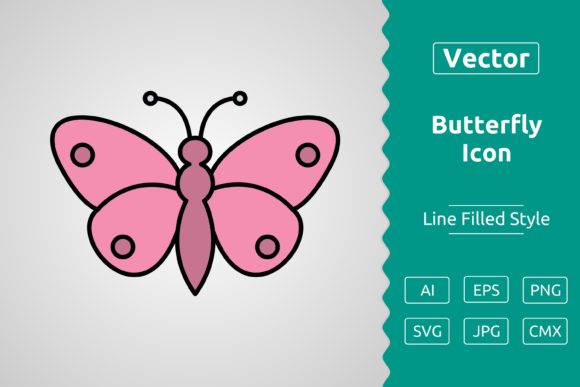 Vector Butterfly Filled Outline Icon