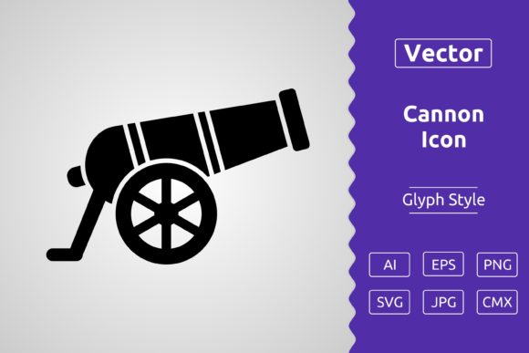 Vector Cannon Glyph Icon