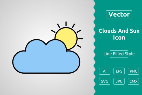 Vector Clouds and Sun Filled Outline Icon: A Versatile Tool for Designers and Creators