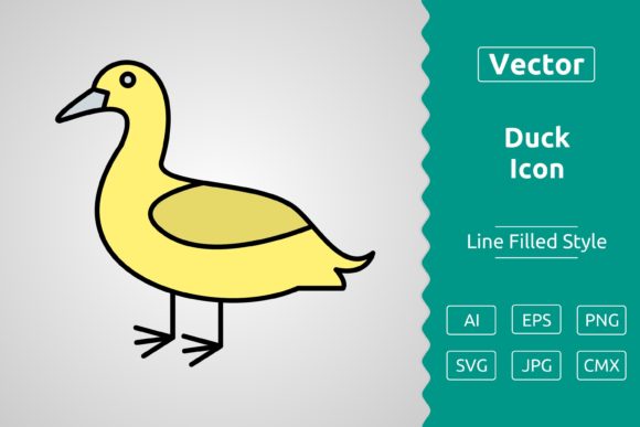 Vector Duck Filled Outline Icon