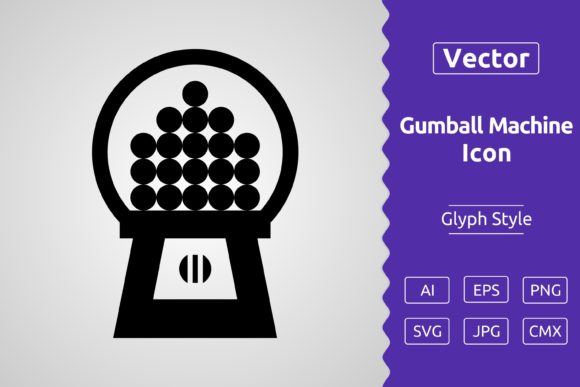 Vector Gum Ball Machine Glyph Icon: A Versatile Design Asset for Modern Projects