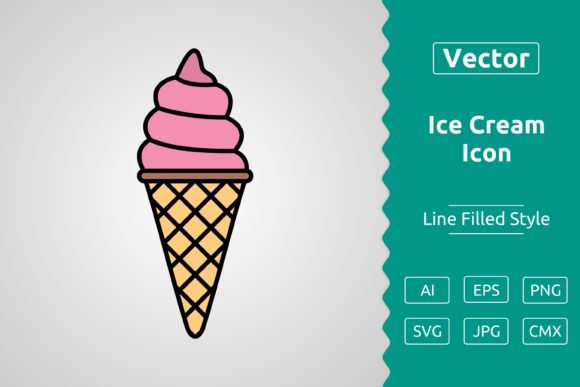 Vector Ice Cream Filled Outline Icon: A Versatile Design Asset for Creative Projects