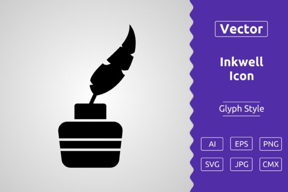 Vector Inkwell Glyph Icon