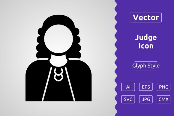 Vector Judge Glyph Icon – High Quality Download with Multiple File Formats