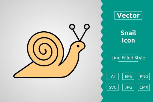 Vector Snail Filled Outline Icon